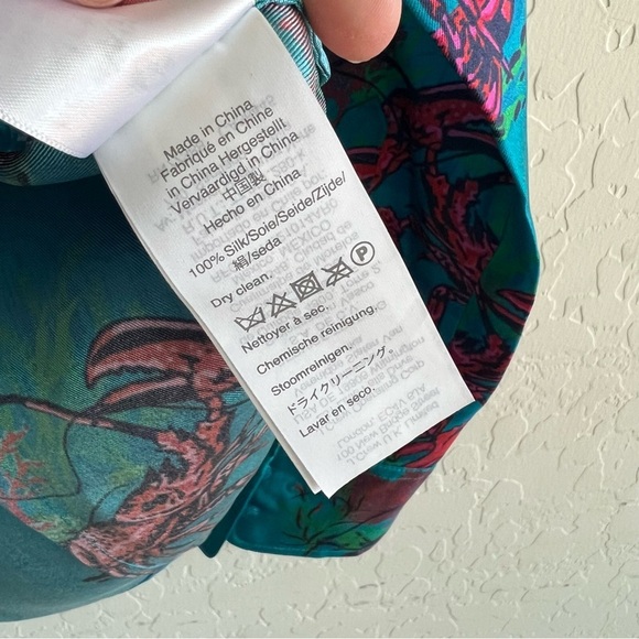 J. Crew Collection Silk Twill Shirt In Lobster Print - Picture 8 of 8